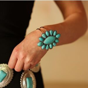 Turquoise Stone Cuff Bracelet - Women's Turquoise Jewelry